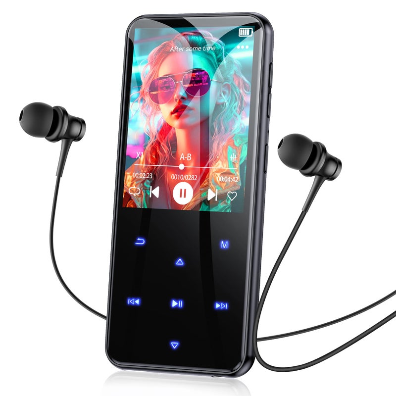AGPTEK 64GB MP3 Player with Bluetooth, M3 2.4 inch Music Player with Speaker and FM Radio, Touch Buttons, Supports Up to 128GB(Black) - Image 1