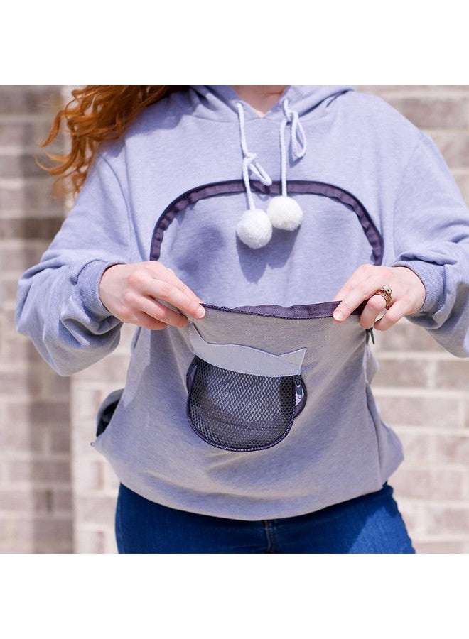 Alyc Pet Carrier Hoodie Cat Dog Pouch Holder Sweatshirt Large Pocket Pullover Shirt With Cat Ear For Women (Light Grey, XxLarge) - Image 2