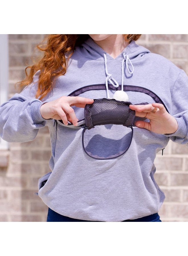Alyc Pet Carrier Hoodie Cat Dog Pouch Holder Sweatshirt Large Pocket Pullover Shirt With Cat Ear For Women (Light Grey, XxLarge) - Image 4