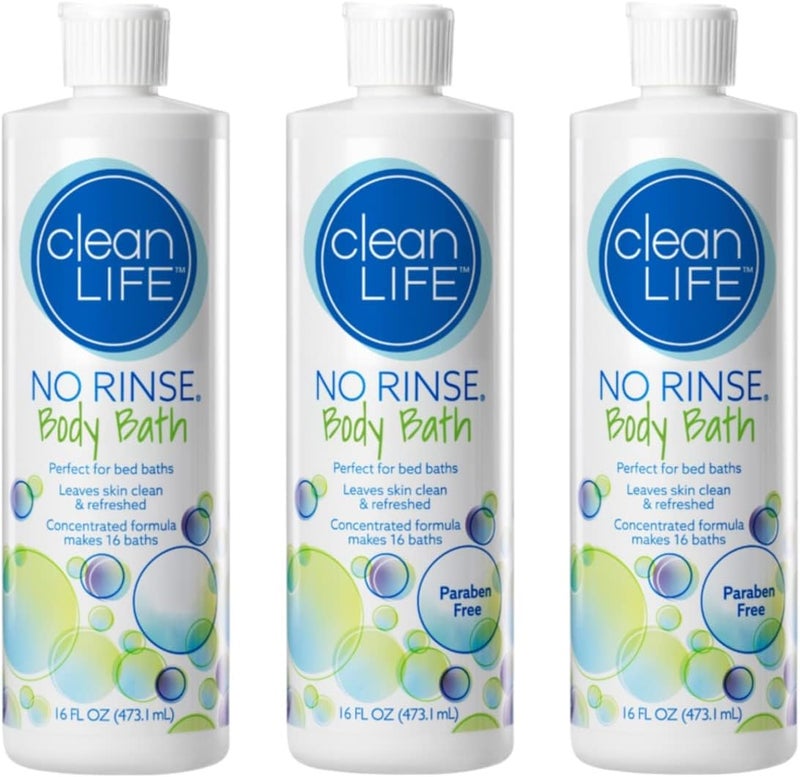 No Rinse Clean Life No Rinse Body Bath - Pack of 3, 16 oz Bottles - Alcohol-Free and Paraben-Free - Image 1