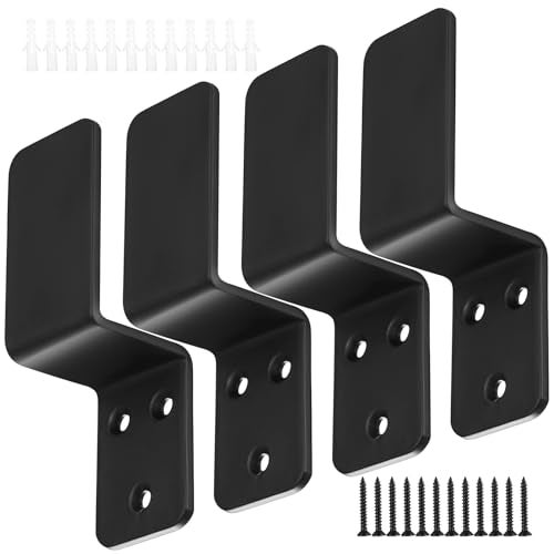 Xingwenhao 1.5x2.5 Door Barricade Brackets, 4 Pcs Drop Open Bar Security Door Barricade, Heavy Duty Z-Shape Black Bar Security Door Lock Brackets Fits 1.5x2.5 Boards, Home, Barn, Gate, Shed, Garage Security - Image 1