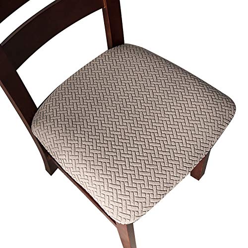 Genina Seat Covers for Dining Room Chair Seat Slipcovers Kitchen Chair Covers Taupe 4 Pcs