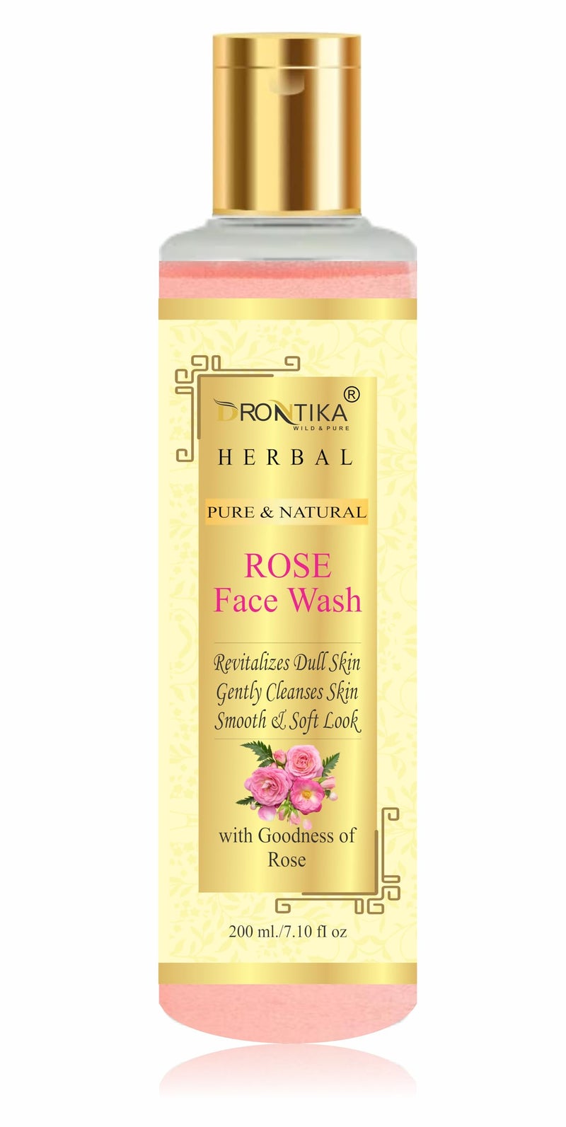 Drontika 100% Natural Rose Face Wash For Toned, Radiant, Glowing Skin - All Skin Types-200ML - Image 1