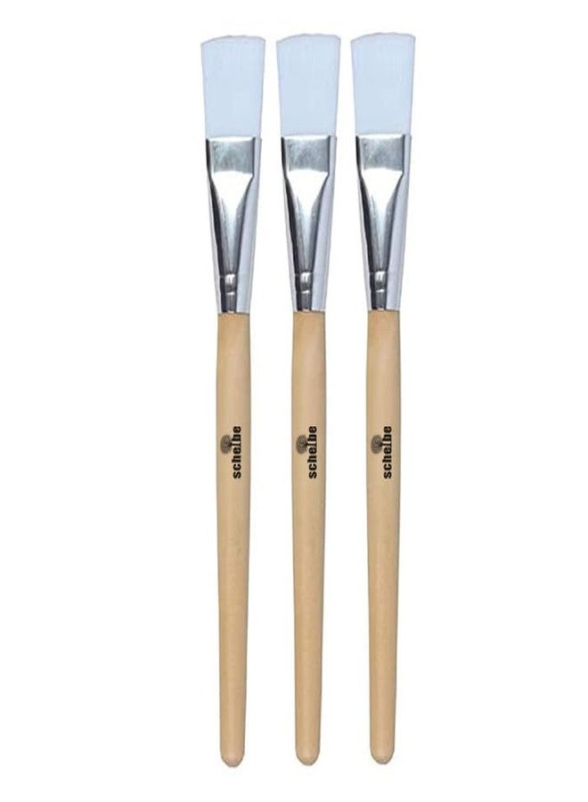 Scheibe Face Pack Brushes, Set of 3, Wooden Handle, Synthetic Bristles - Image 1