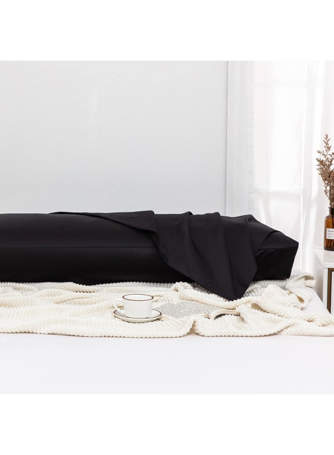 Leeden Cotton Body Pillow Cover  800 Thread Count  Ultra Soft And Breathable Body Pillowcase For Adults Pregnant Women  Envelope Closure  21 X 54  Long Pillow Case  Black 21 X 54 - Image 2