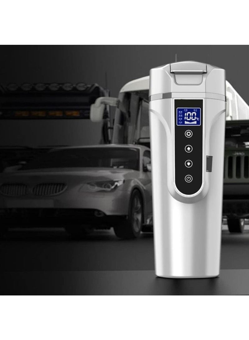 Meiyilan Portable Car Heating Cup Stainless Steel Water Warmer Bottle Insulation Cup Car Kettle Coffee Mug LCD Display Temperature for Vehicle Trucks - Image 4