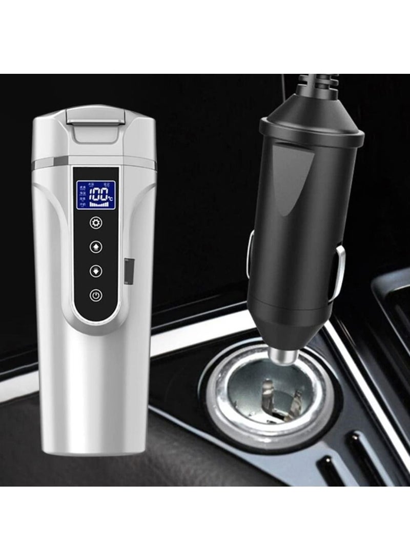 Meiyilan Portable Car Heating Cup Stainless Steel Water Warmer Bottle Insulation Cup Car Kettle Coffee Mug LCD Display Temperature for Vehicle Trucks - Image 5
