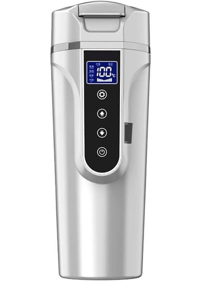 Meiyilan Portable Car Heating Cup Stainless Steel Water Warmer Bottle Insulation Cup Car Kettle Coffee Mug LCD Display Temperature for Vehicle Trucks - Image 1