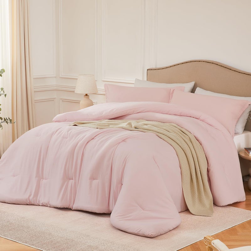 Quataly Twin Comforter Set Blushpink,2PCS Soft Lightweight Breathable Bedding Comforter Sets for All Season, Twin Size(68''Ã—90'' Comforter & 1 Pillowcase) - Image 1