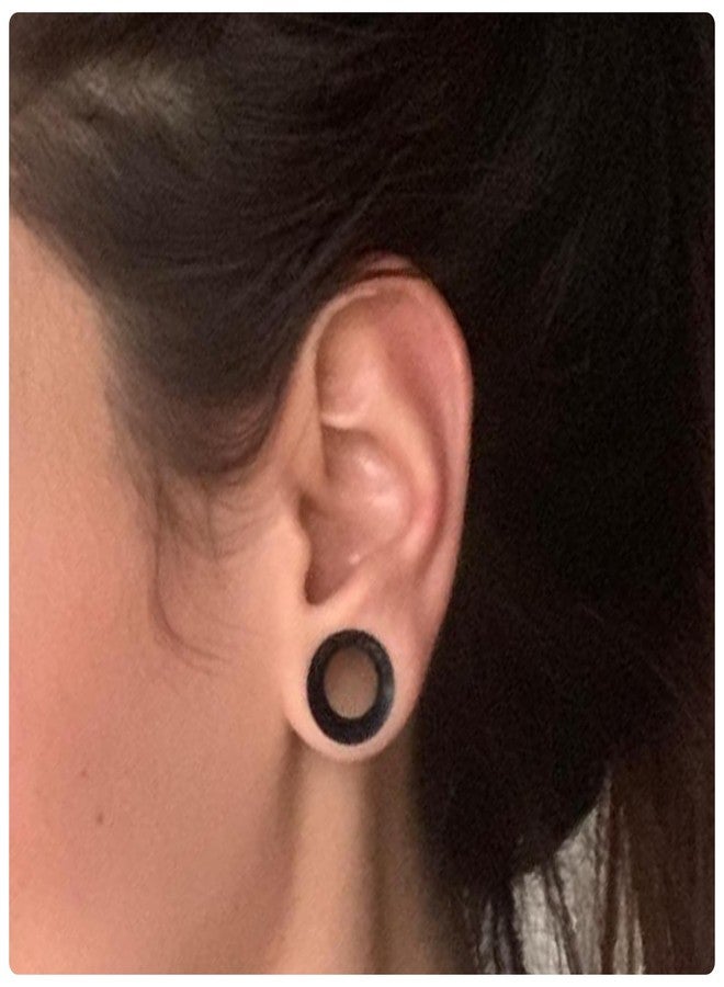 Cisyozi 10G-25mm Black Silicone Ear Gauges Tunnels Plugs Earrings for Ear Stretching Kit Thin Soft Plastic Rubber Tunnel Plug Stretcher Stretch Double Flared Gauges Plugs Gage Gauging Kit Women Men - Image 4