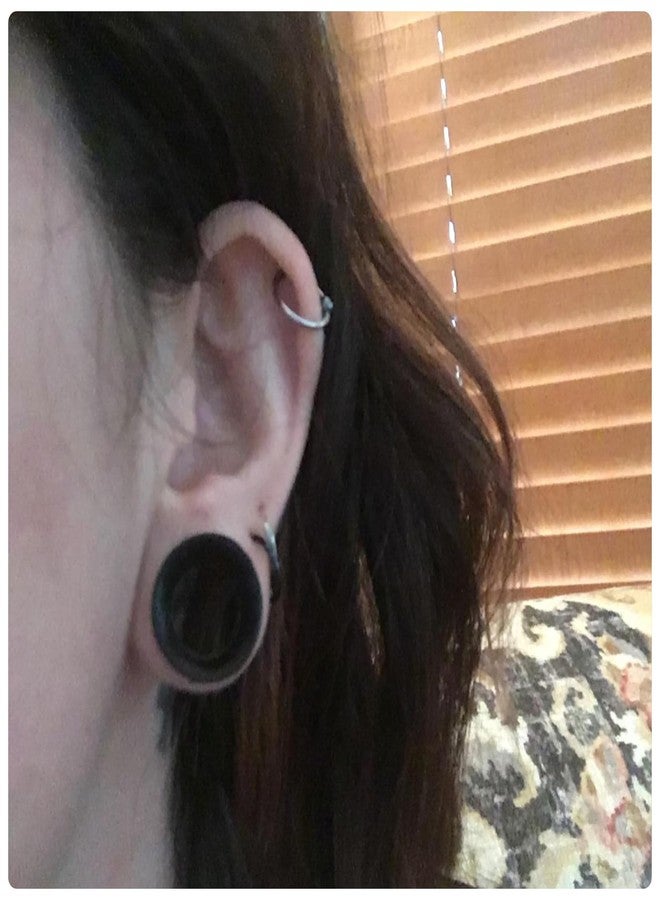 Cisyozi 10G-25mm Black Silicone Ear Gauges Tunnels Plugs Earrings for Ear Stretching Kit Thin Soft Plastic Rubber Tunnel Plug Stretcher Stretch Double Flared Gauges Plugs Gage Gauging Kit Women Men - Image 3