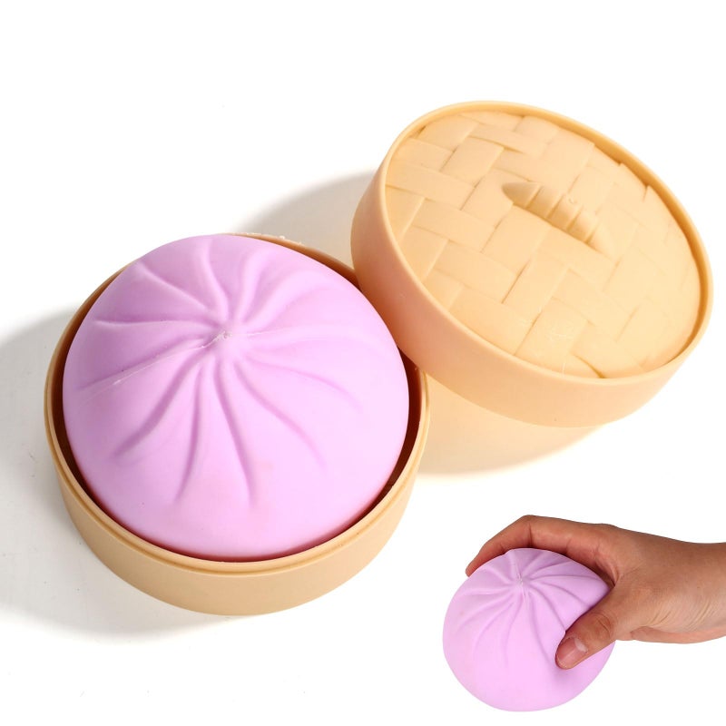 Sinbana Giant Glitter Dumpling Squishy Toy with Steamer Box Soft Giant Dumpling Fidget Toy Mystery Bao Bun Ball for Adults Birthday Holiday Present - Image 3