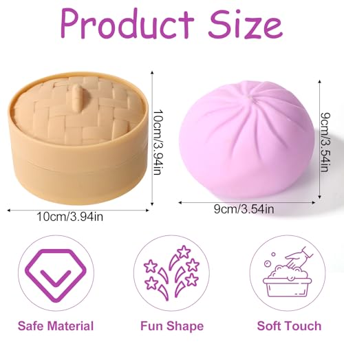 Sinbana Giant Glitter Dumpling Squishy Toy with Steamer Box Soft Giant Dumpling Fidget Toy Mystery Bao Bun Ball for Adults Birthday Holiday Present - Image 5