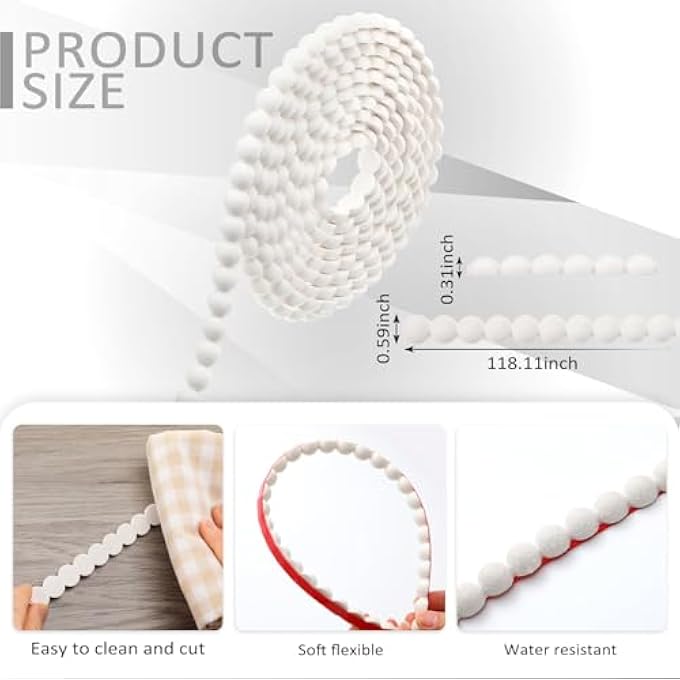 FLEXIBLE MOLDING TRIM PEEL & STICK - 10FT (15 MM) DECORATIVE BEAD PEARL DIY WALL TRIM FOR BATHROOM MIRROR FRAME, BORDER, BACKSPLASH, TILE, CEILING, CABINET & TV WALL EDGE (WHITE) - Image 3