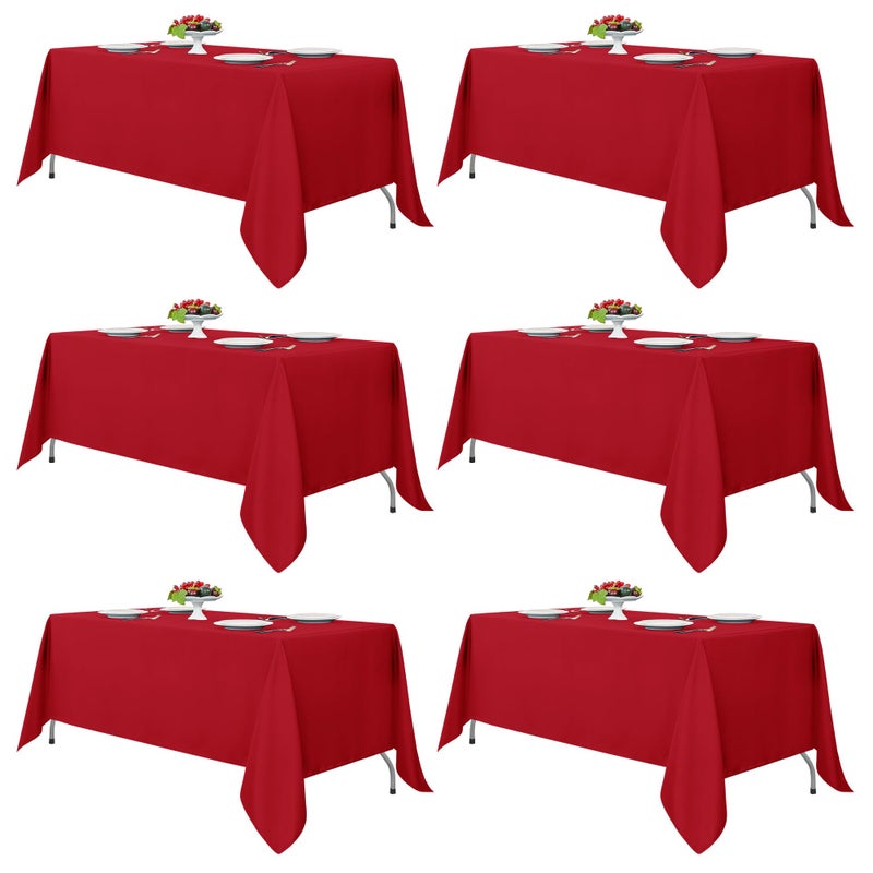 Fitable Red Tablecloths for Rectangle Tables  6 Pack - 70 x 120 Inches - Reusable and Washable Table Clothes for 6-8 Ft Tables  Polyester Fabric Table Covers for Wedding  Party  Banquet - Image 1