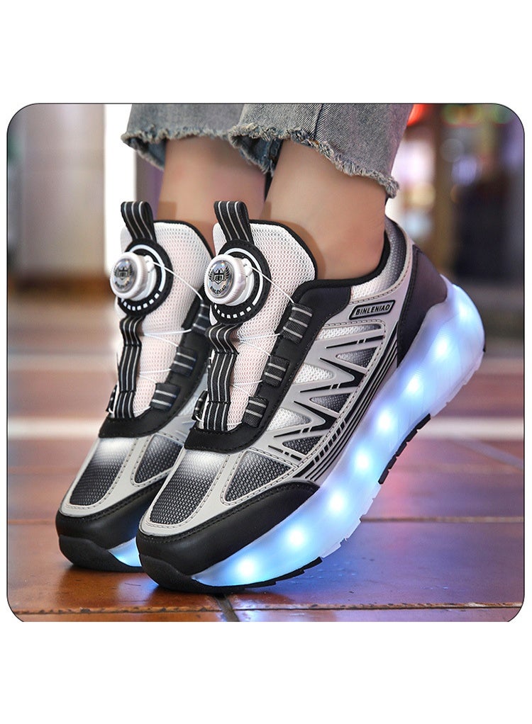 Generic Roller Skates 4 Wheels Shoes for Kids New Upgrade Skates Sneakers LED Light Up Rechargeable Sport Sneaker for Boys Girls Beginner More Balanced  - Image 4