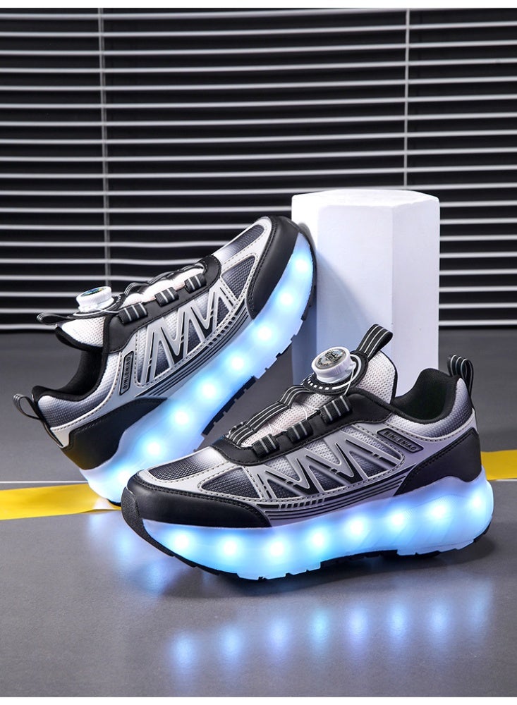 Generic Roller Skates 4 Wheels Shoes for Kids New Upgrade Skates Sneakers LED Light Up Rechargeable Sport Sneaker for Boys Girls Beginner More Balanced  - Image 1