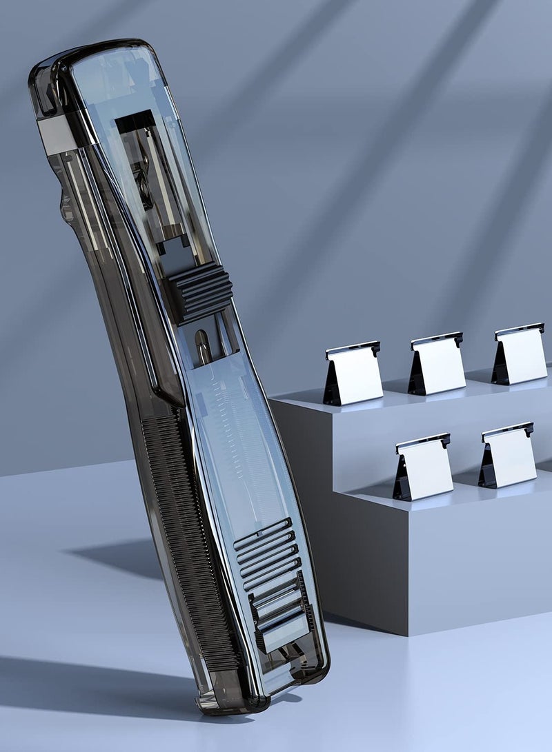 Durable Portable Stapler Set with Transparent Push Clip, Includes 50 Reusable Clips, 40 Sheets Capacity, Ideal for Home, Office, School Supplies, and Desk Accessories. - Image 1