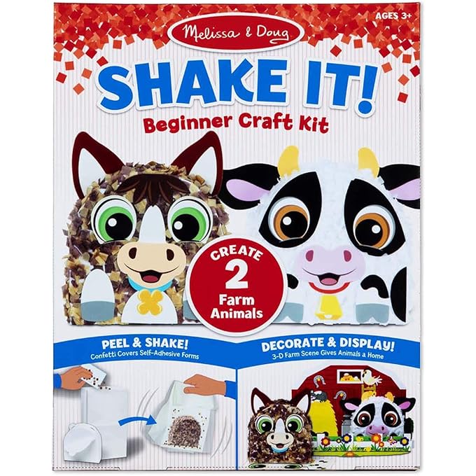 (Farm) - Shake It Farm Animals Beginner Craft Kit (Confetti-Covered Cow Horse 4" X 1.5" Each)