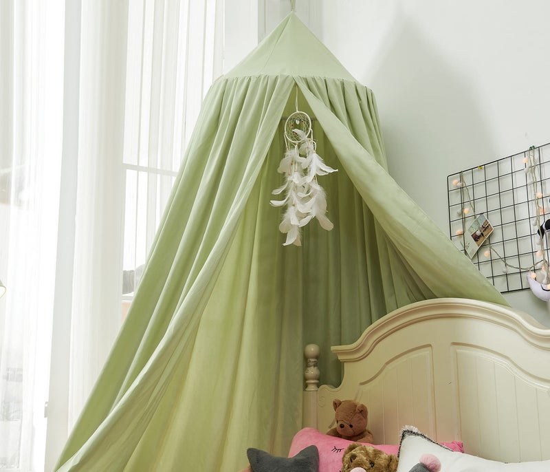 Mengersi Bed Canopy for Girls, Round Dome Canopy Curtains Room Decoration Princess Castle, Dreamy Mosquito Net Bedding (Sage Green) - Image 2