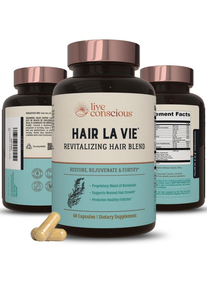 هير لي ڤيي - مزيج فيتامينات نمو الشعر من Ous Hair La Vie المنعش للنساء لدعم صحة الشعر - مكملات تحتوي على البيوتين والكولاجين والنخيل المنشاري لشعر كثيف وكثيف - 60 كبسولة - Image 1