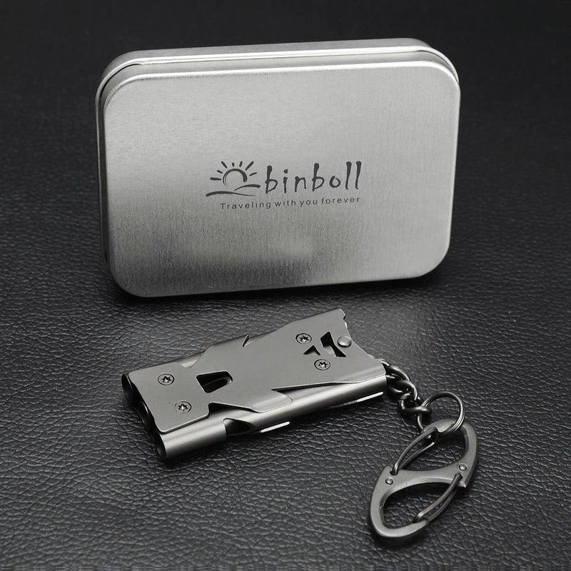 binboll Stainless Steel High Decibel Outdoor Life-Saving Emergency Whistle (Three Tubes Whistle~Gun) - Image 5