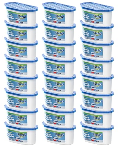 Ksend Moisture Absorbers, 24 Pack, Compact Dehumidifier for Closet, Efficient Humidity Absorber Boxes, Moisture Absorber for Closet, Odor Eliminator with Fragrance Free, Blue, 6.4oz, 300ml - Image 1