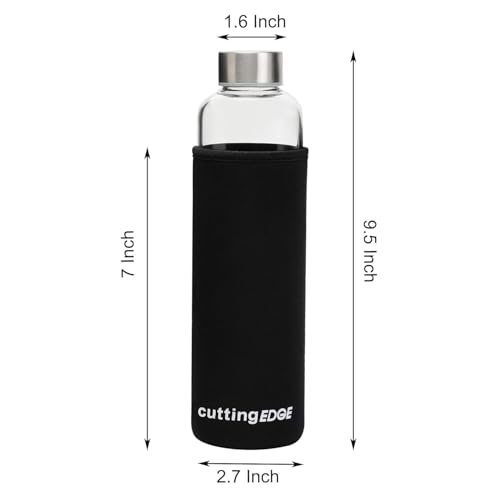 Cutting EDGE 500ml Borosilicate Round Glass Water Bottle Set of 1 with Black Portable Carrying Sleeve for School, Home, Office, Travel, Sport, Yoga, Gym, Hot, Cold Drinks (Transparent) - Image 3
