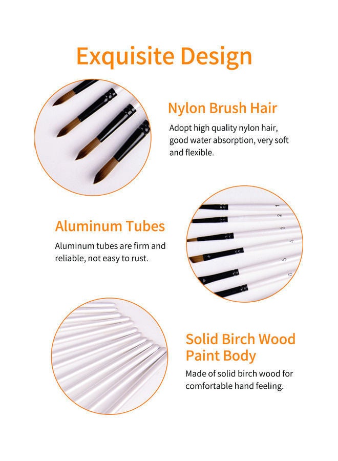 NIBEMINENT 12-Piece Nylon Hair Angular Paintbrush Set Multicolour - Image 2