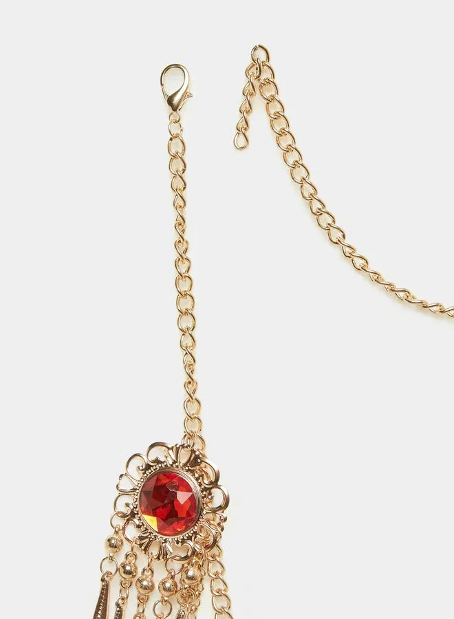 Styli Gemstone and Metal Tassel Chain Belt