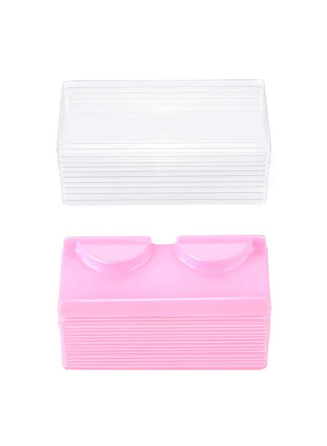 Blulu 50 Packs Minifalse Eyelash Storage Box Empty False Eyelash Care Storage Case Box Container Holder Plastic Lash Cases Makeup Organizer (Pink) - Image 1