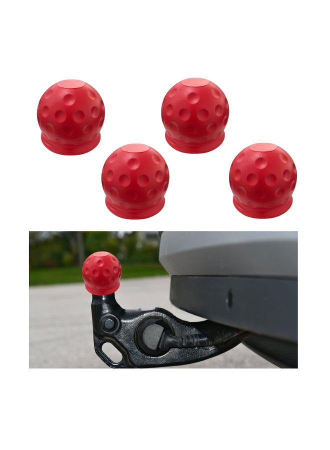 4 PCS Trailer Ball Cover, 2 Inch Rubber Waterproof Towing Hitch Protector, Universal Dustproof Tow Protective Cap Replacement for Trailer RV Caravan Truck Boat (Red) - Image 2