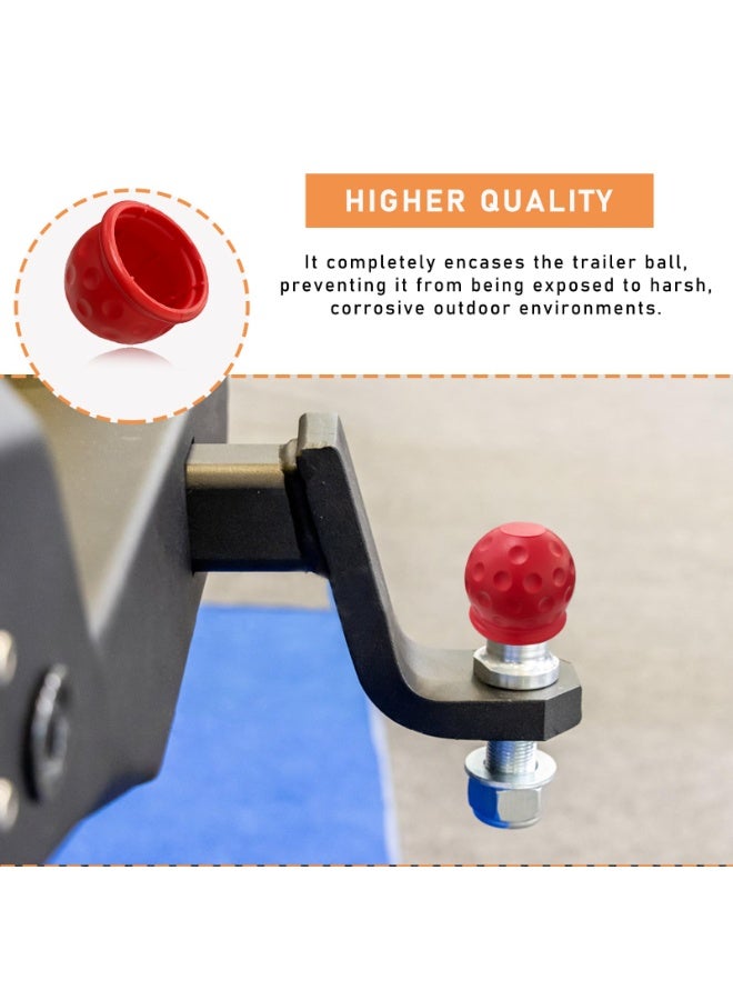 4 PCS Trailer Ball Cover, 2 Inch Rubber Waterproof Towing Hitch Protector, Universal Dustproof Tow Protective Cap Replacement for Trailer RV Caravan Truck Boat (Red) - Image 3