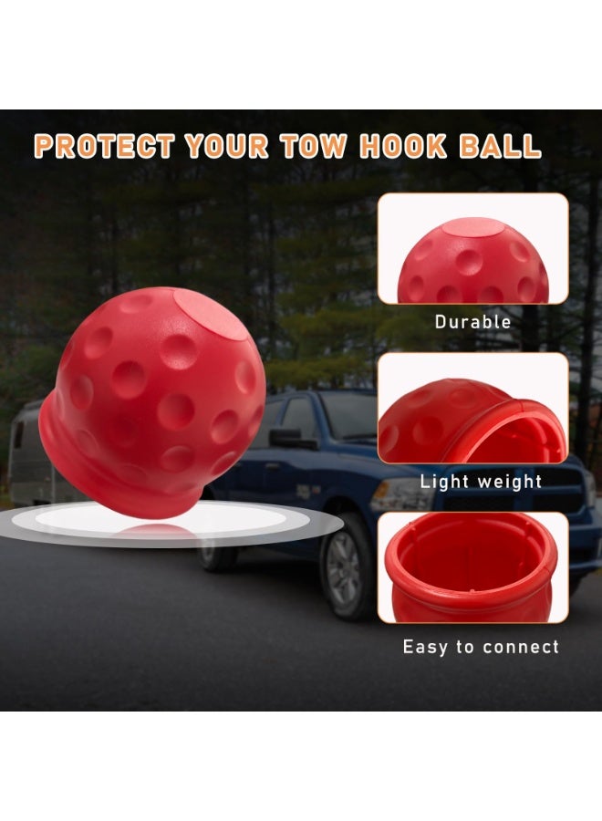 4 PCS Trailer Ball Cover, 2 Inch Rubber Waterproof Towing Hitch Protector, Universal Dustproof Tow Protective Cap Replacement for Trailer RV Caravan Truck Boat (Red) - Image 4