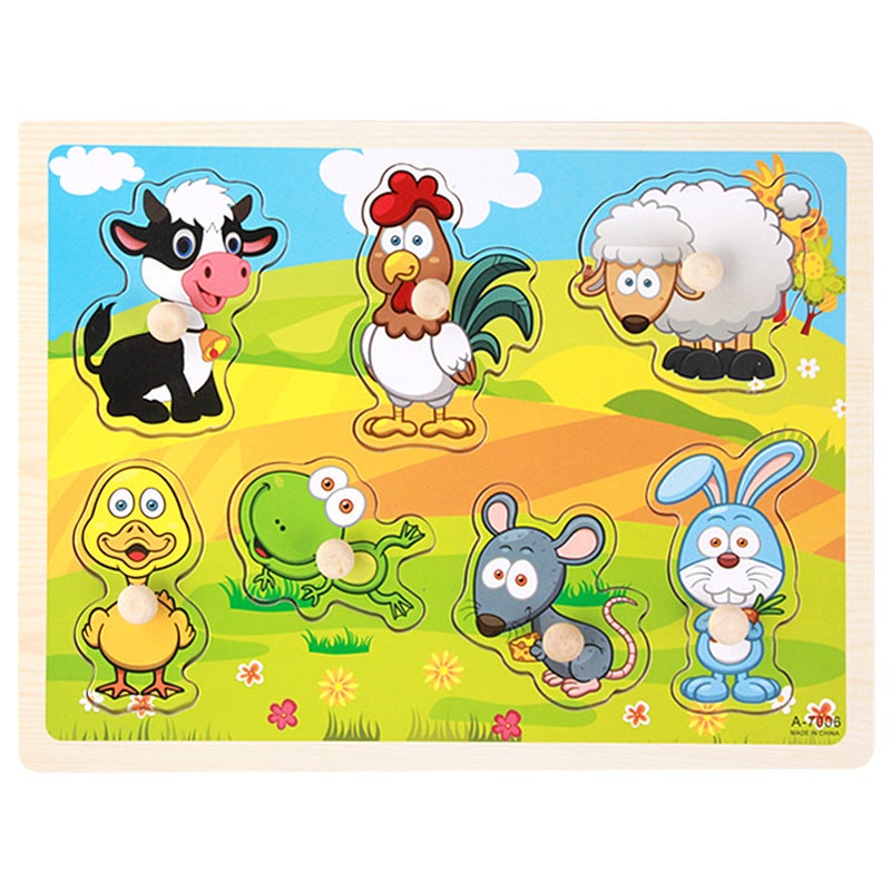 Wooden Nail Baby Ranch Animal Hand-Held Puzzle Early Education Children'S Educational Wooden Three-Dimensional Puzzle Puzzle Toy - Image 5
