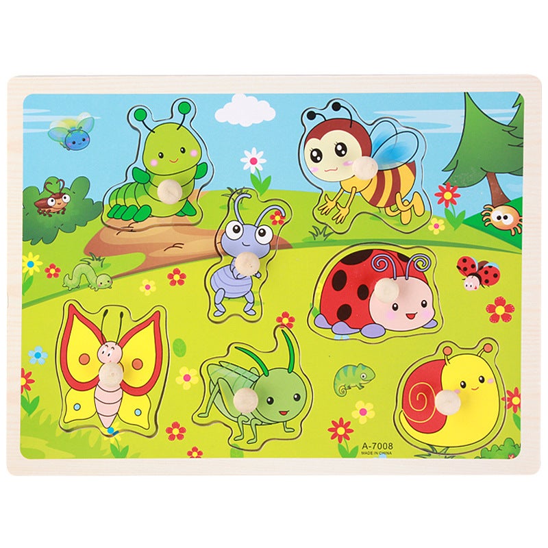 Wooden Nail Baby Ranch Animal Hand-Held Puzzle Early Education Children'S Educational Wooden Three-Dimensional Puzzle Puzzle Toy - Image 1