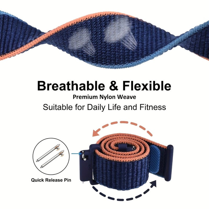 20mm Mixed Color Nylon Quick Release Watch Strap Set for Men Women Adjustable Elastic Band - Image 5