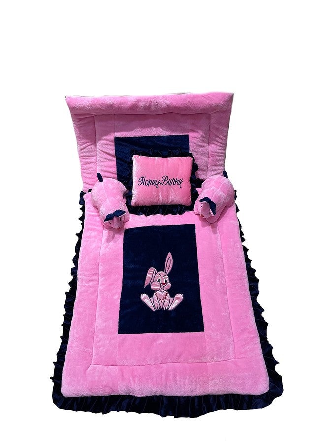 PINKS & BLUES Full Sleeping 5 Piece Baby Bedding Set with 2 Rabbit Shape Side Pillows (0-42MONTHS) (Royal Pink) - Image 5
