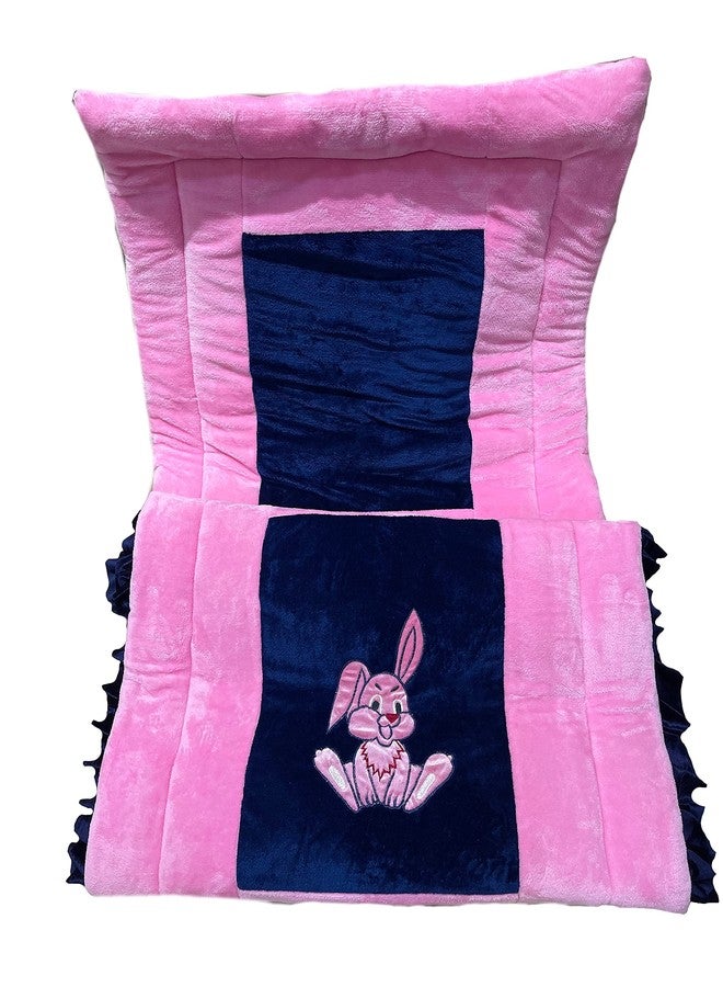 PINKS & BLUES Full Sleeping 5 Piece Baby Bedding Set with 2 Rabbit Shape Side Pillows (0-42MONTHS) (Royal Pink) - Image 3