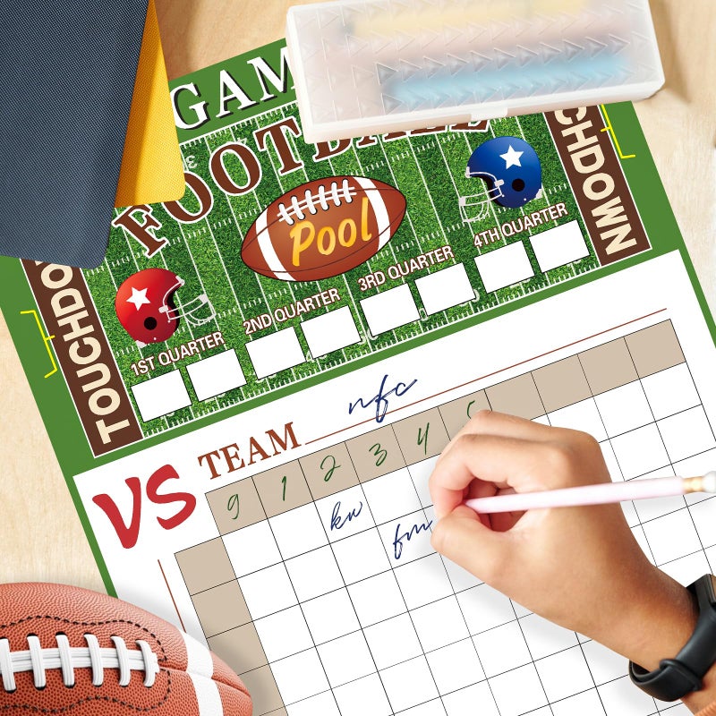 Sereliy Large Football Pool Poster Squares 100 Grids Score Record Poster Football Party Supplies 16.2 X 23.6 Inch Super Game Bowl Party Decorations 2026 Indoor Outdoor (Green) - Image 5