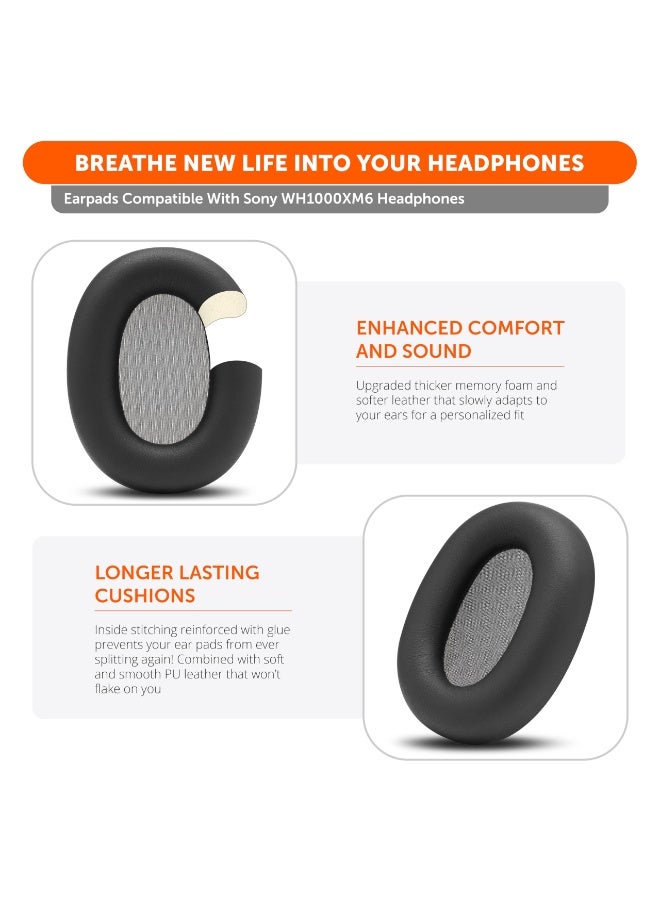 KISSUN XM6 – Premium Replacement Earpads Compatible With Sony WH-1000XM6 Headphones  Enhanced Comfort, Durable PU Leather & Sound Isolation | Black - Image 4