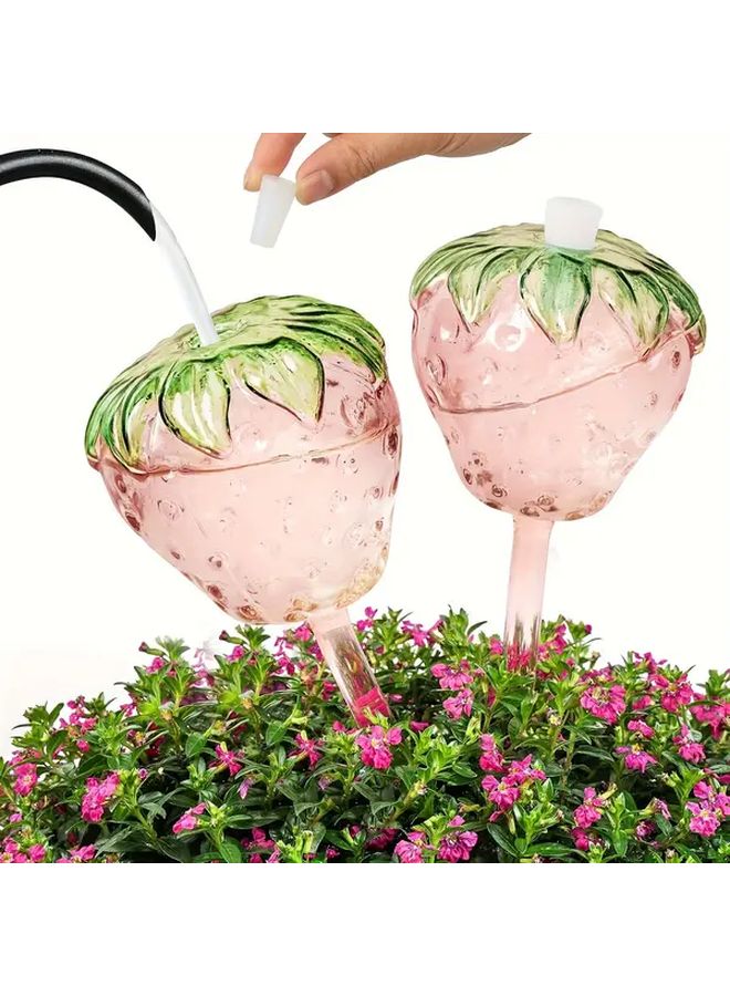 بينك عبوة من 2 زجاج مزرعة فراولة ذاتية الري للنباتات الصغيرة - Image 4