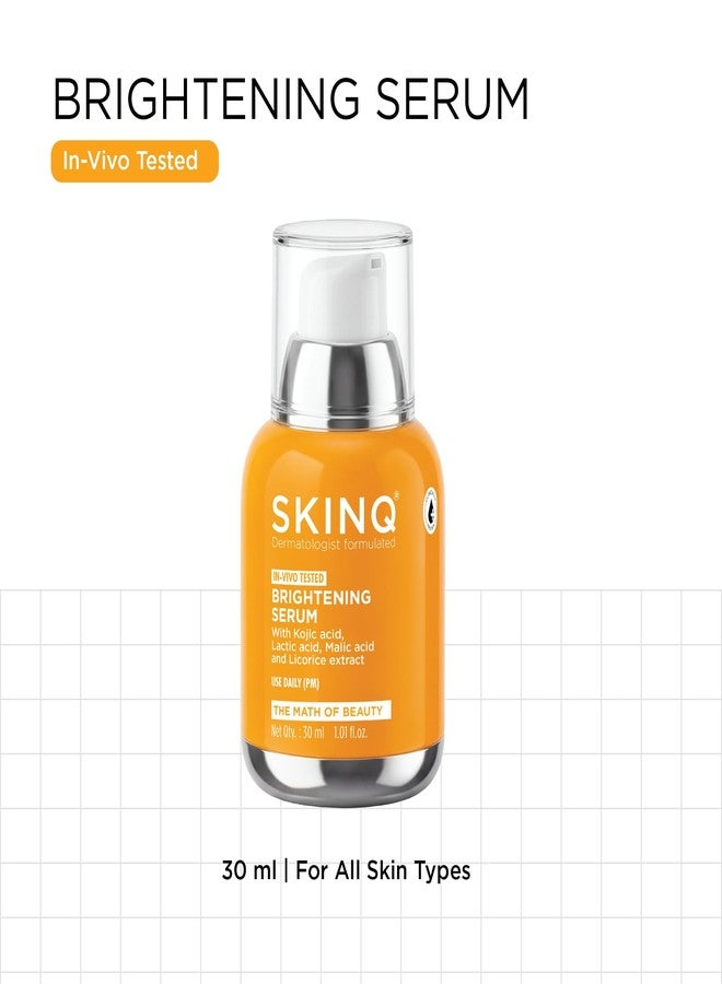 SKINQ Brightening Face Serum with Kojic Acid, Lactic Acid & Malic Acid | Skin Radiance | Reduces Tan, Pigmentation & Dark Spots | Lightweight Glow Serum | For All Skin Types | In-Vivo Tested | Dermatologist Formulated (Pack of 2) - Image 2
