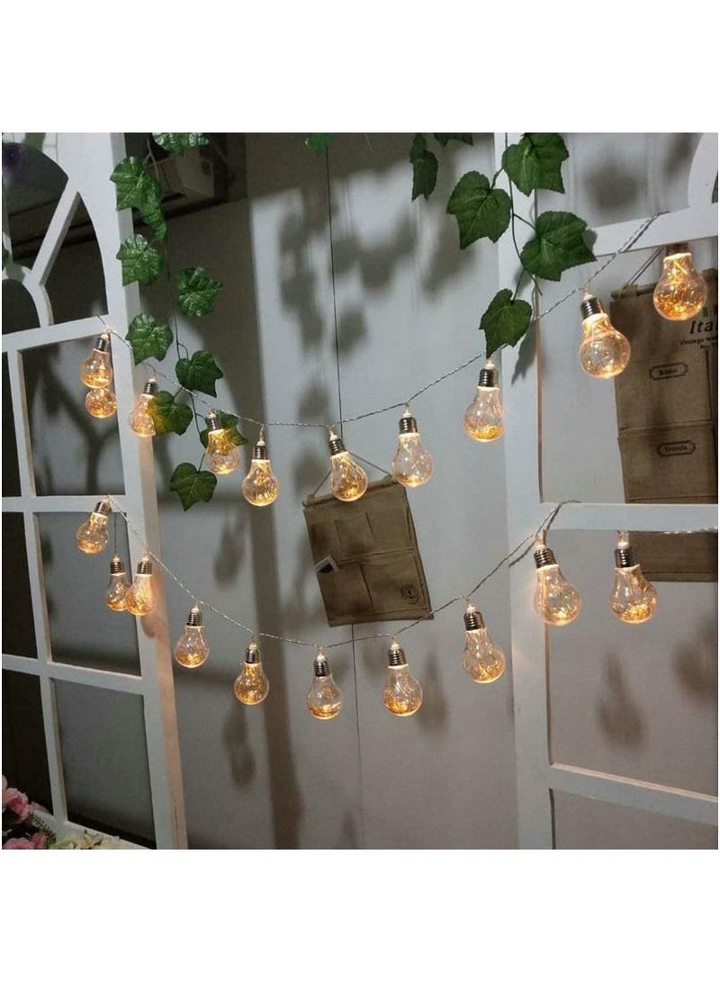 Aclix Indoor Bulb String Lights, 2M LED Battery Bulb String Lights Festoon Bulb String Light Outdoor Indoor Lights Yellow - Image 1