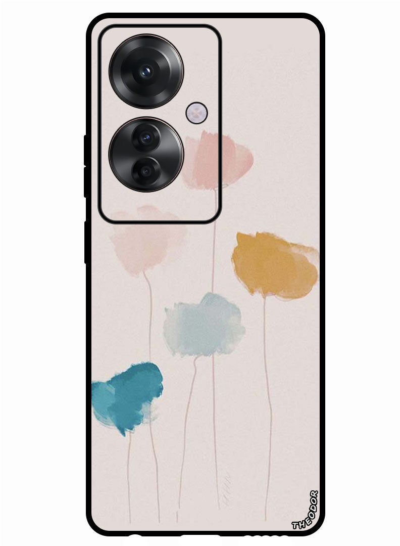 Theodor Protective Case Anti Scratch Shock Proof Bumper Cover For Oppo Reno 11F Flower Paint - Image 1