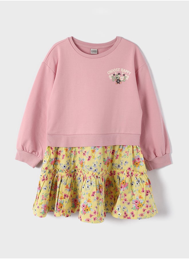LC WAIKIKI Crew Neck Printed Girl Dress  - Image 1