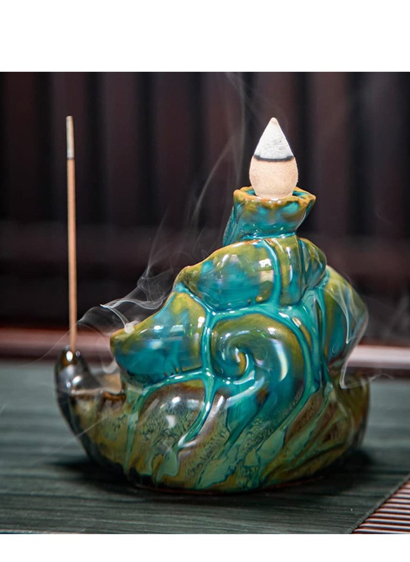 SYOSI Incense Burner, Waterfall Incense Burner, Ceramic Backflow Lotus Incense Holder, Home Decor Aromatherapy Ornament for Desk, Unique Gifts for Women Men  - Image 5