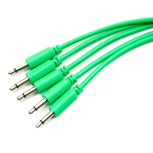 Synthrotek Eurorack Patch Cables 24" (61cm) Green, 5-Pack 3.5mm 1/8 inch Mono TS to TS Cables - Image 1