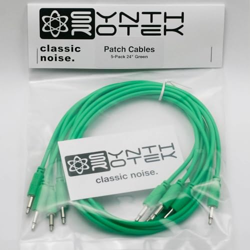 Synthrotek Eurorack Patch Cables 24" (61cm) Green, 5-Pack 3.5mm 1/8 inch Mono TS to TS Cables - Image 4