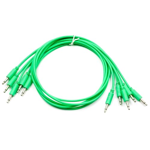 Synthrotek Eurorack Patch Cables 24" (61cm) Green, 5-Pack 3.5mm 1/8 inch Mono TS to TS Cables - Image 3